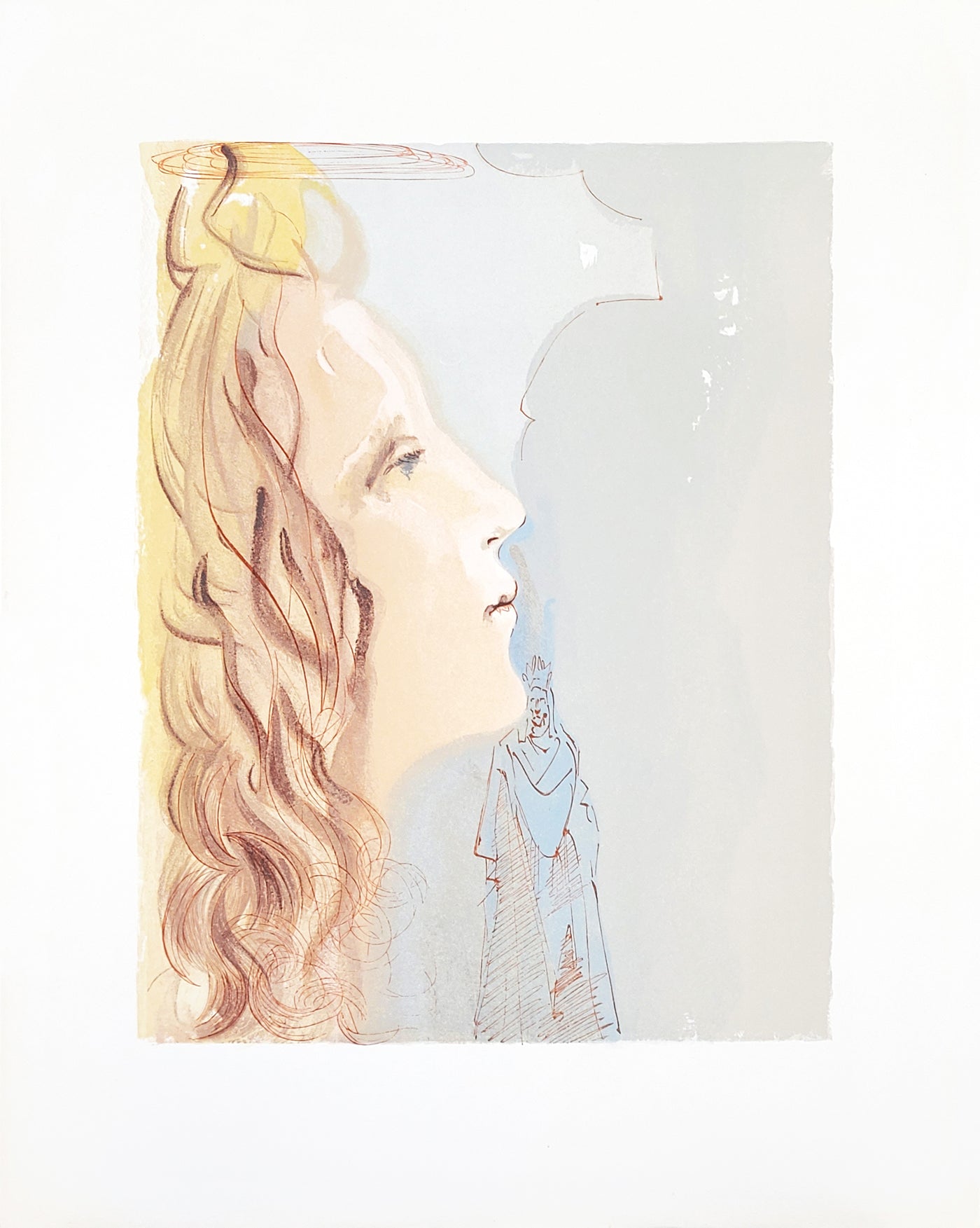 Salvador Dali, Original Wood Engraving, The Highest Beauty of Beatrice