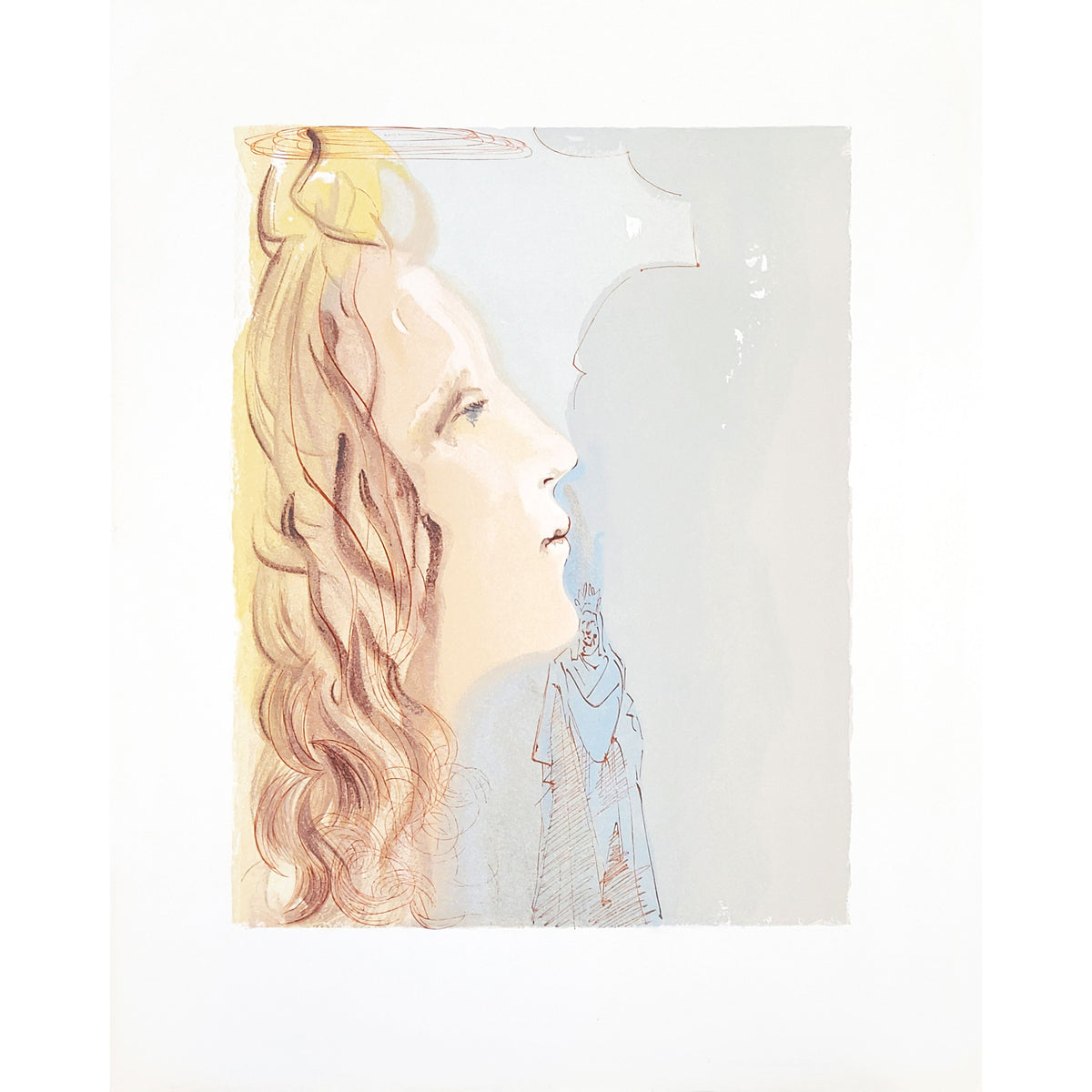 Salvador Dali, Original Wood Engraving, The Highest Beauty of Beatrice
