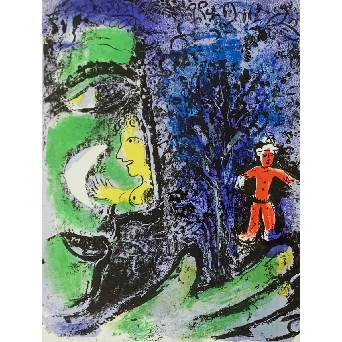 Marc Chagall, Original Lithograph, Profile and Red Child