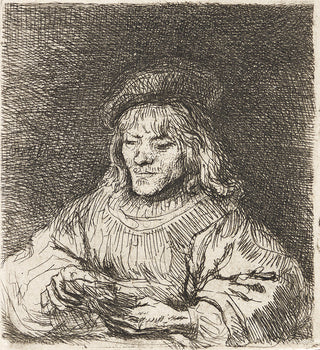 Rembrandt, Original Etching, "The Card Player"