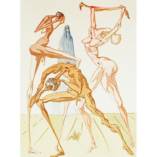 Salvador Dali, Original Wood Engraving, The Inhabitants of Prato
