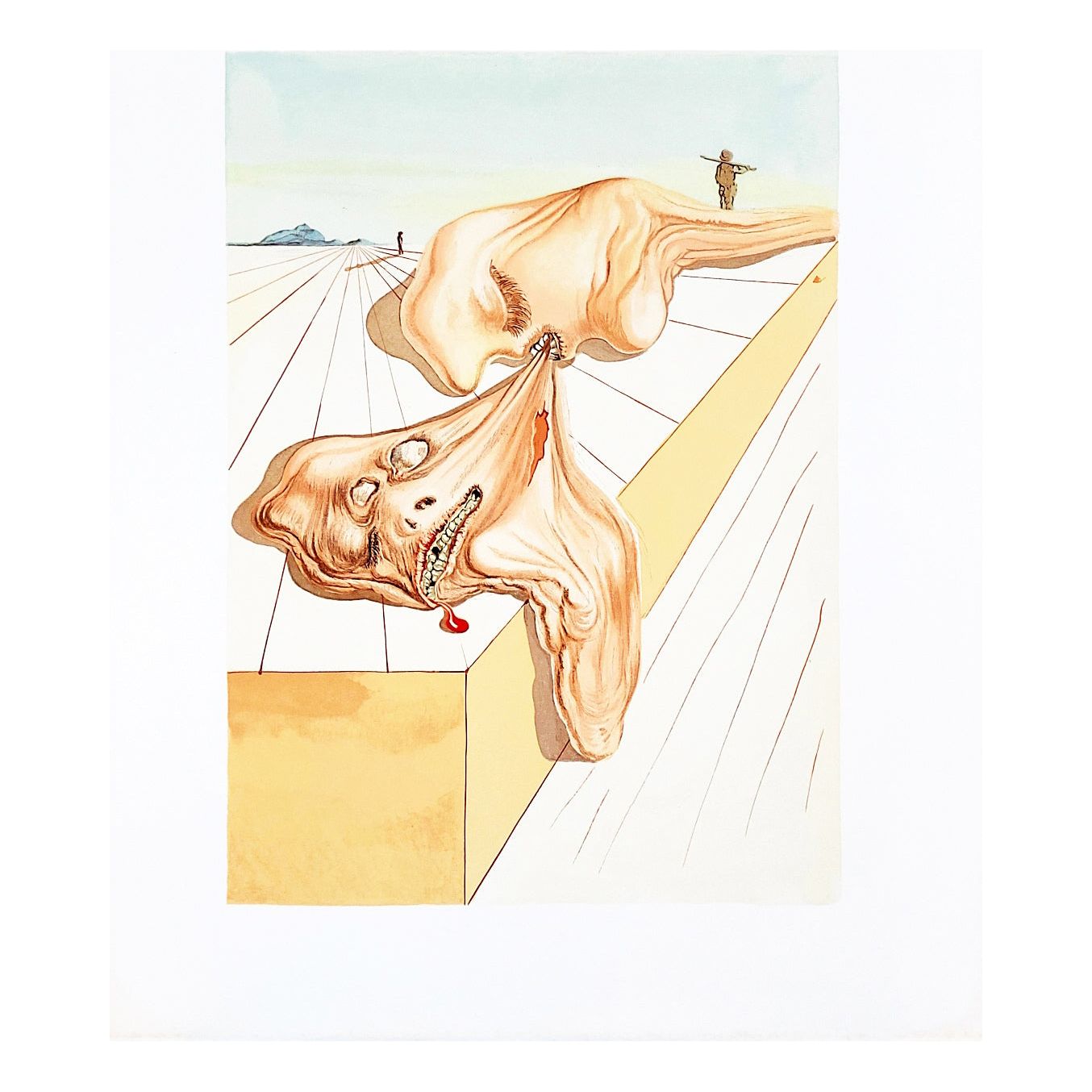 Salvador Dali, Original Wood Engraving, "The Men Who Devour Each Other"