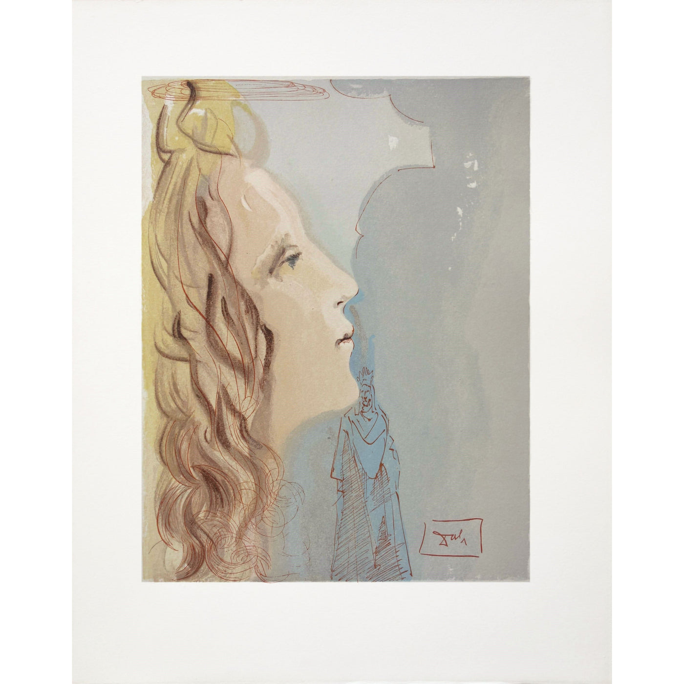 Salvador Dali, Original Wood Engraving, "The Highest Beauty of Beatrice"