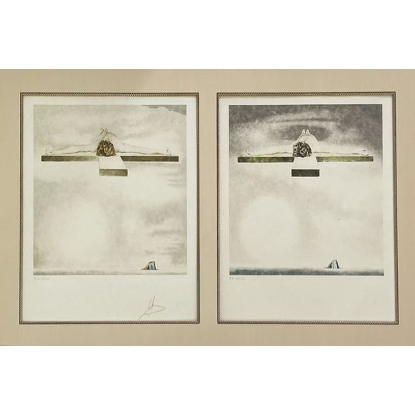 Salvador Dali, Original Lithograph, "Crucifixion (Christ of Gala) (Diptych),"