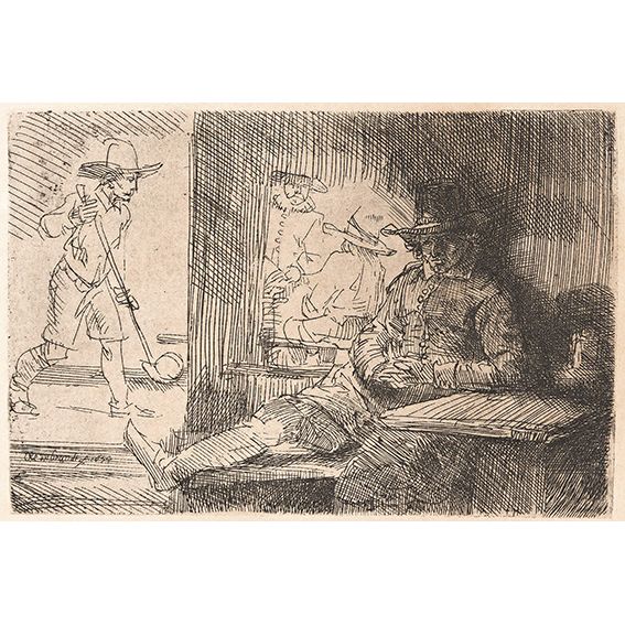 Rembrandt van Rijn, Original Etching, "The Golf Player" ('Het Klosbaantje')