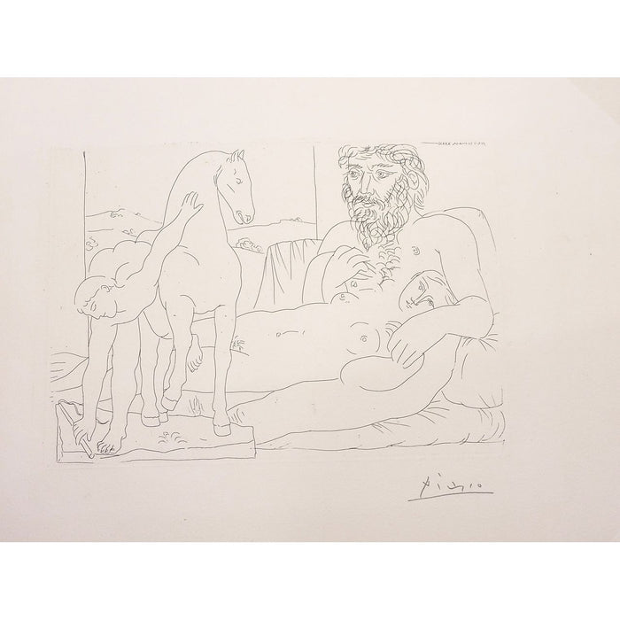 Pablo Picasso, Original Etching, "Le Repos du Sculpteur devant le jeune cavalier" from La Suite Vollard