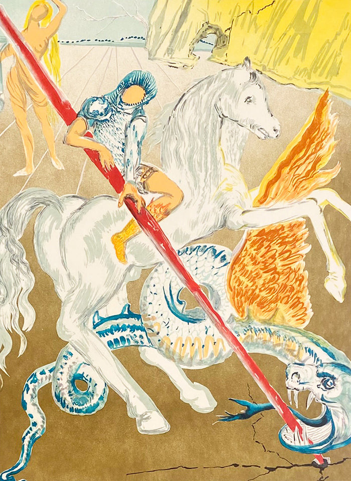 Salvador Dali, Original Lithograph, The Lance of Chivalry" (St. George and the Dragon)