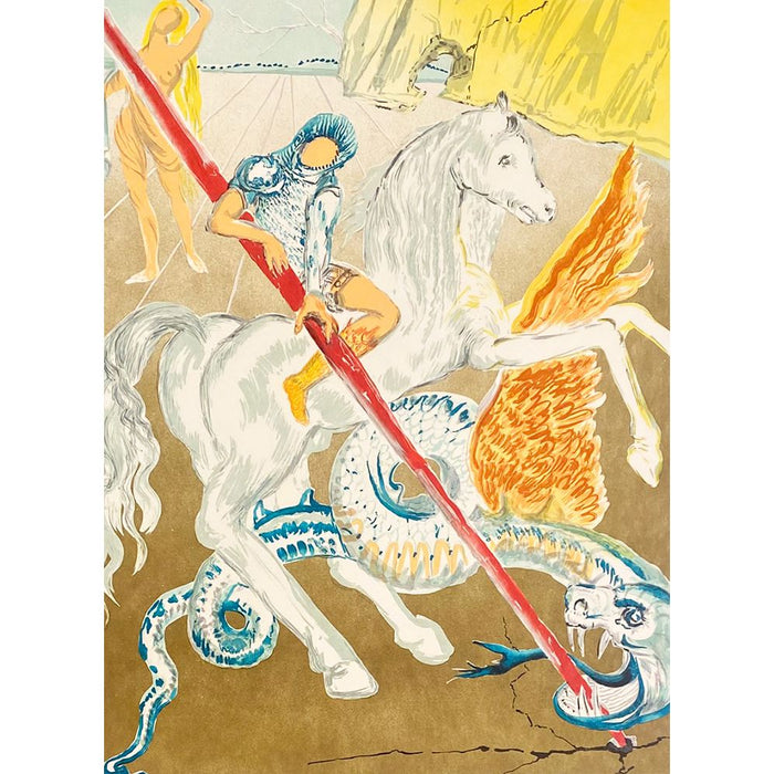 Salvador Dali, Original Lithograph, The Lance of Chivalry" (St. George and the Dragon)