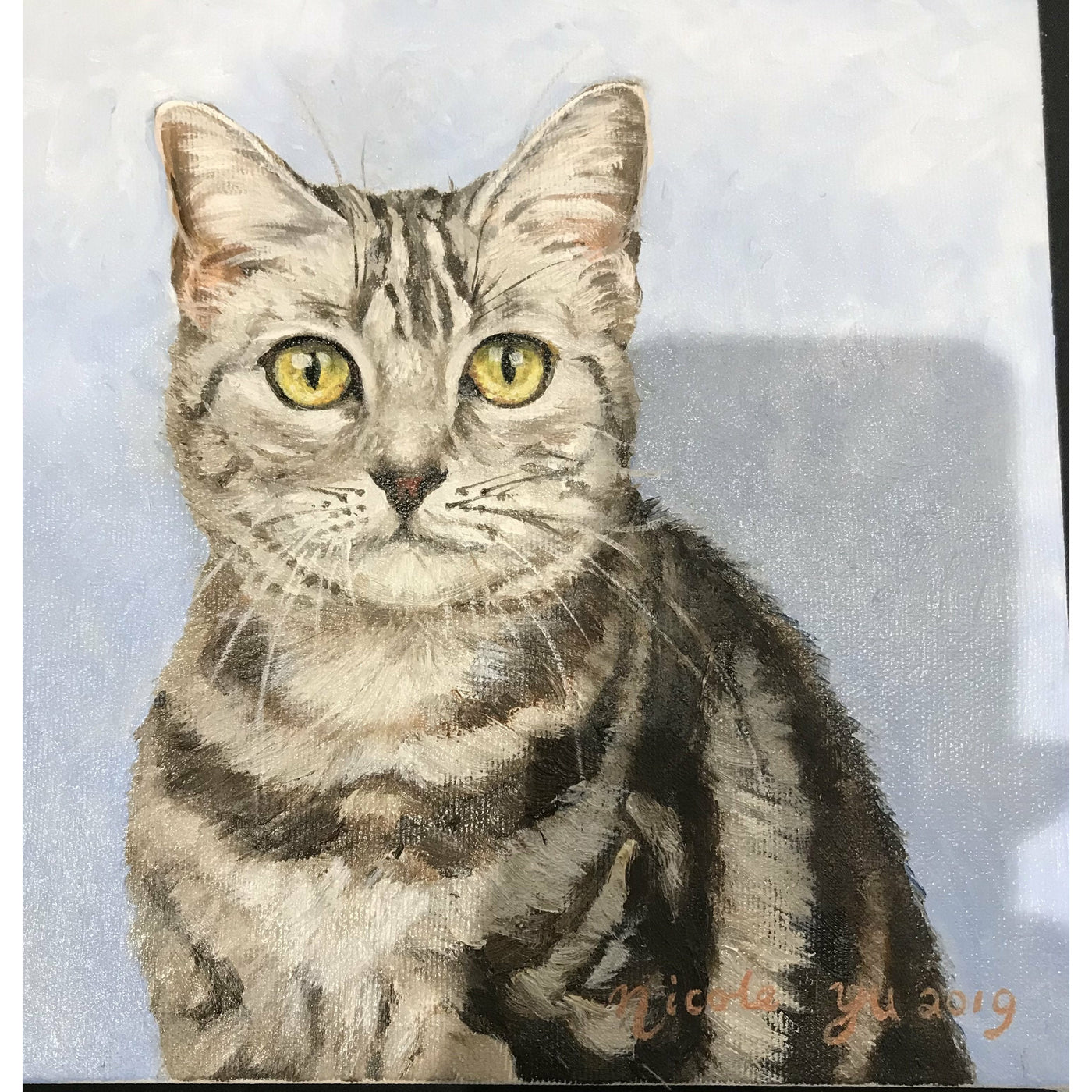 Nicole Yu, Cat portrait, Oil on canvas