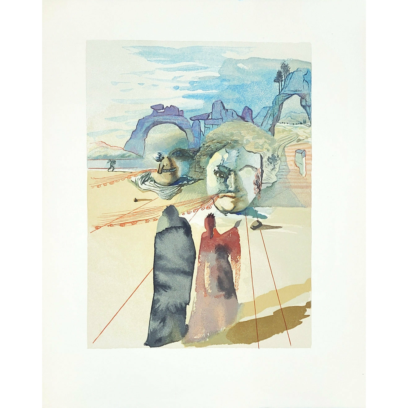 Salvador Dali, Original Wood Engraving, "Avarice and Prodigality"