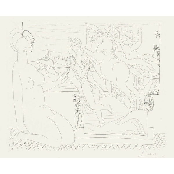 Pablo Picasso, Original Etching, "Modèle contemplant un groupe sculpté"