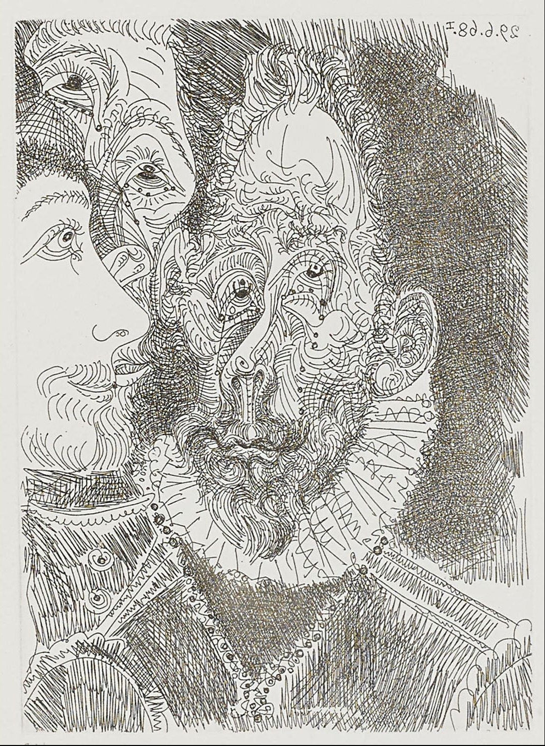 Pablo Picasso, Original Etching, "Portrait-charge d'un personnage, en larmes"