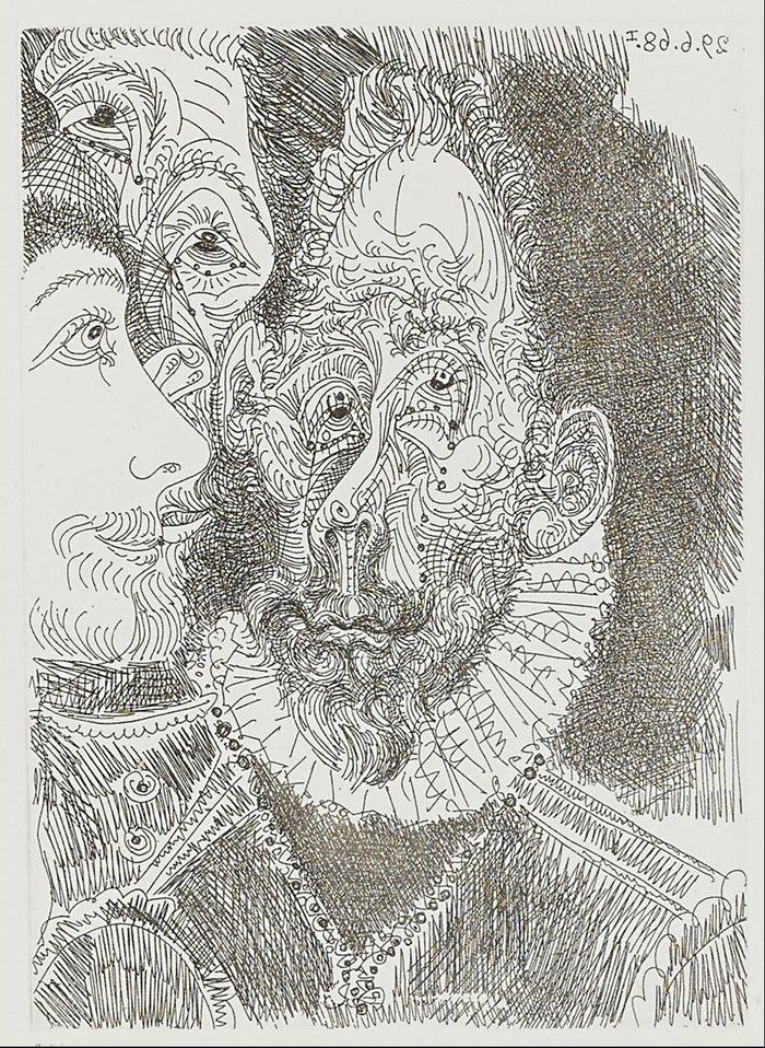 Pablo Picasso, Original Etching, Portrait-charge d'un personnage, en larmes
