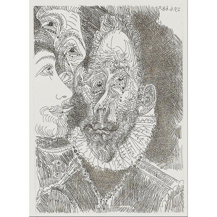 Pablo Picasso, Original Etching, Portrait-charge d'un personnage, en larmes