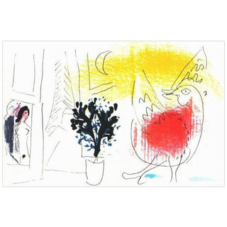 Marc Chagall Original Lithogaph, "The Red Rooster"