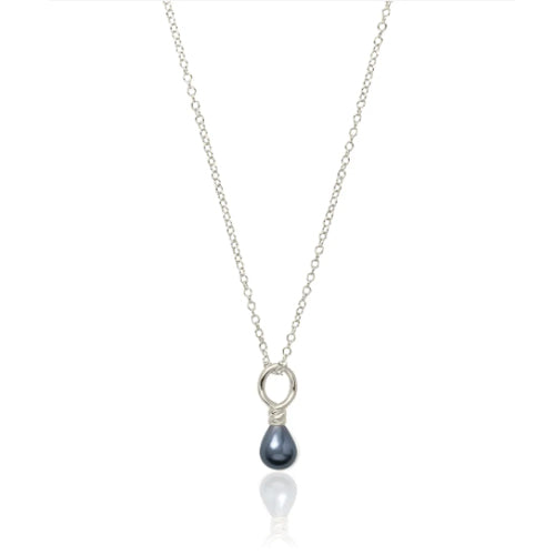 Venus Pearl Silver Pendant Necklace, Black Pearl
