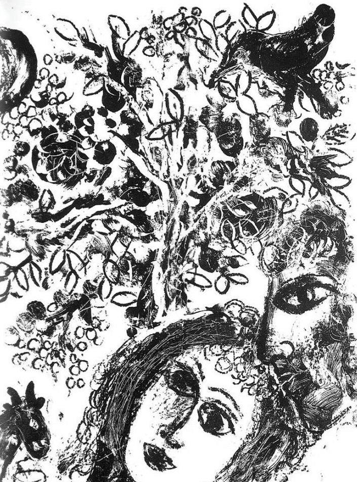 Marc Chagall, Original Lithograph, Couple Beside Tree