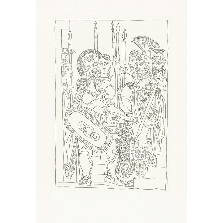 Pablo Picasso, Original Etching "Accord entre les guerriers de Sparte et d'Athènes (Le paix)" from Lysistrata suite