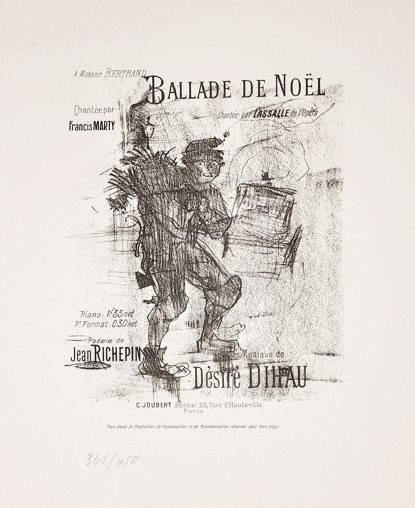 Henri de Toulouse-Lautrec, Original Lithograph,"Balade De Noël"