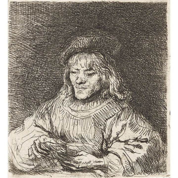 Rembrandt van Rijn, Original Etching, "The Card Player"