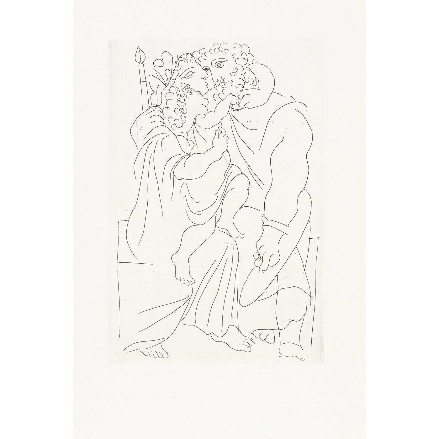 Pablo Picasso, Original Etching "Couple et enfant" from Lysistrata suite