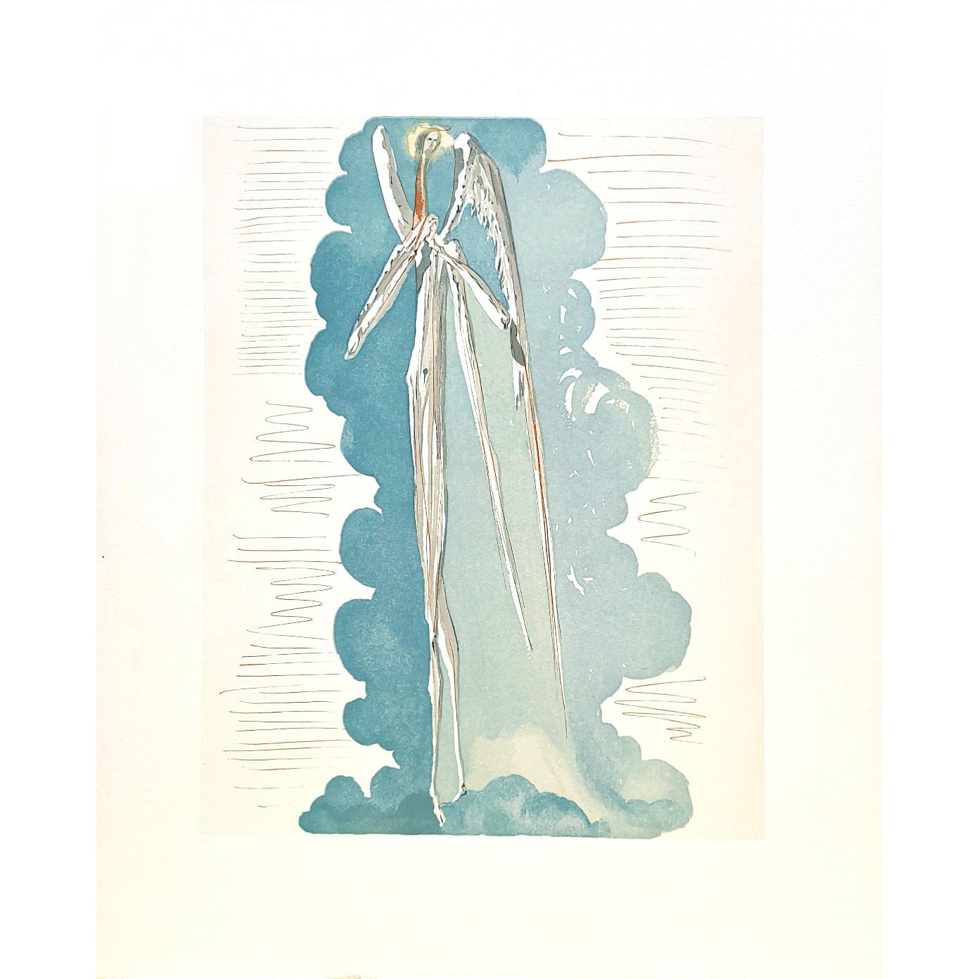 Salvador Dali, Original Wood Engraving, "The Angel of the Seventh Sphere"