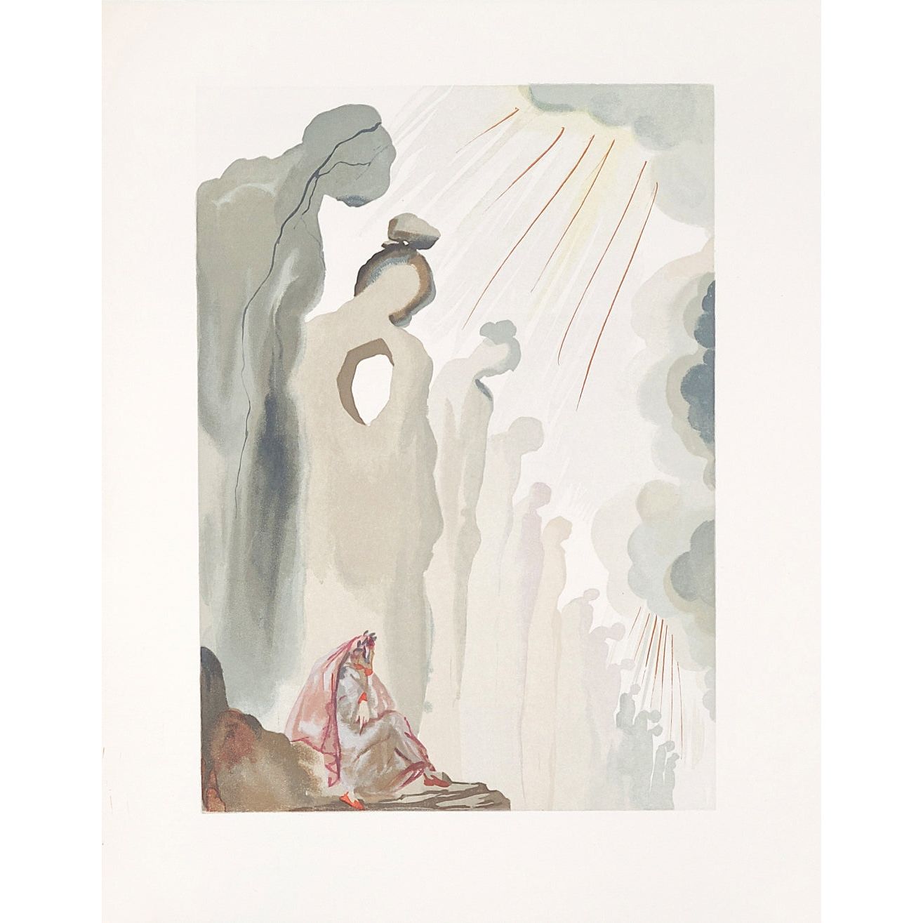 Salvador Dali, Original Wood Engraving, "The Second Terrace"
