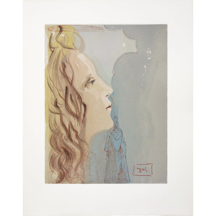 Salvador Dali, Original Wood Engraving, "The Highest Beauty of Beatrice"
