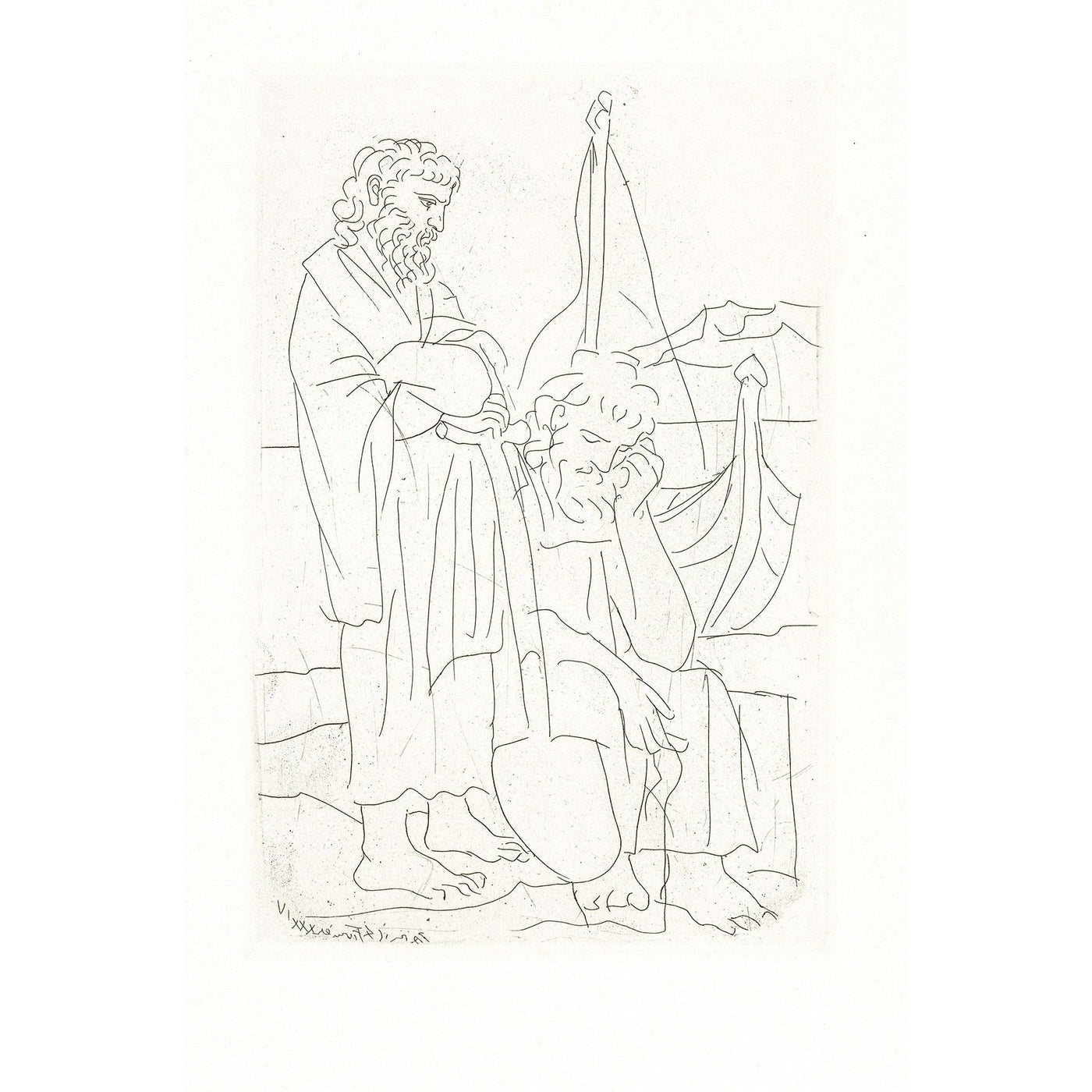 Pablo Picasso, Original Etching "Deux vieillards et voilier" from Lysistrata suite