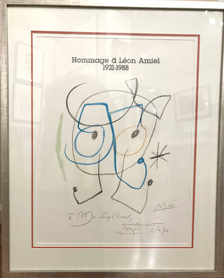 Joan Miro, Original Exhibition Lithograph, "Hommage à Léon Amiel"