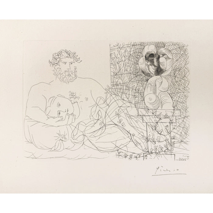 Pablo Picasso, Original Etching, "Le Repos du sculpteur et la sculpture surréaliste" from La Suite Vollard