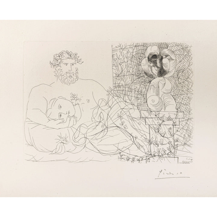 Pablo Picasso, Original Etching, "Le Repos du sculpteur et la sculpture surréaliste" from La Suite Vollard