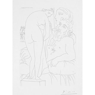 Pablo Picasso, Original Etching, "Le Repos du Sculpteur Devant un Nu à la Draperie" from La Suite Vollard