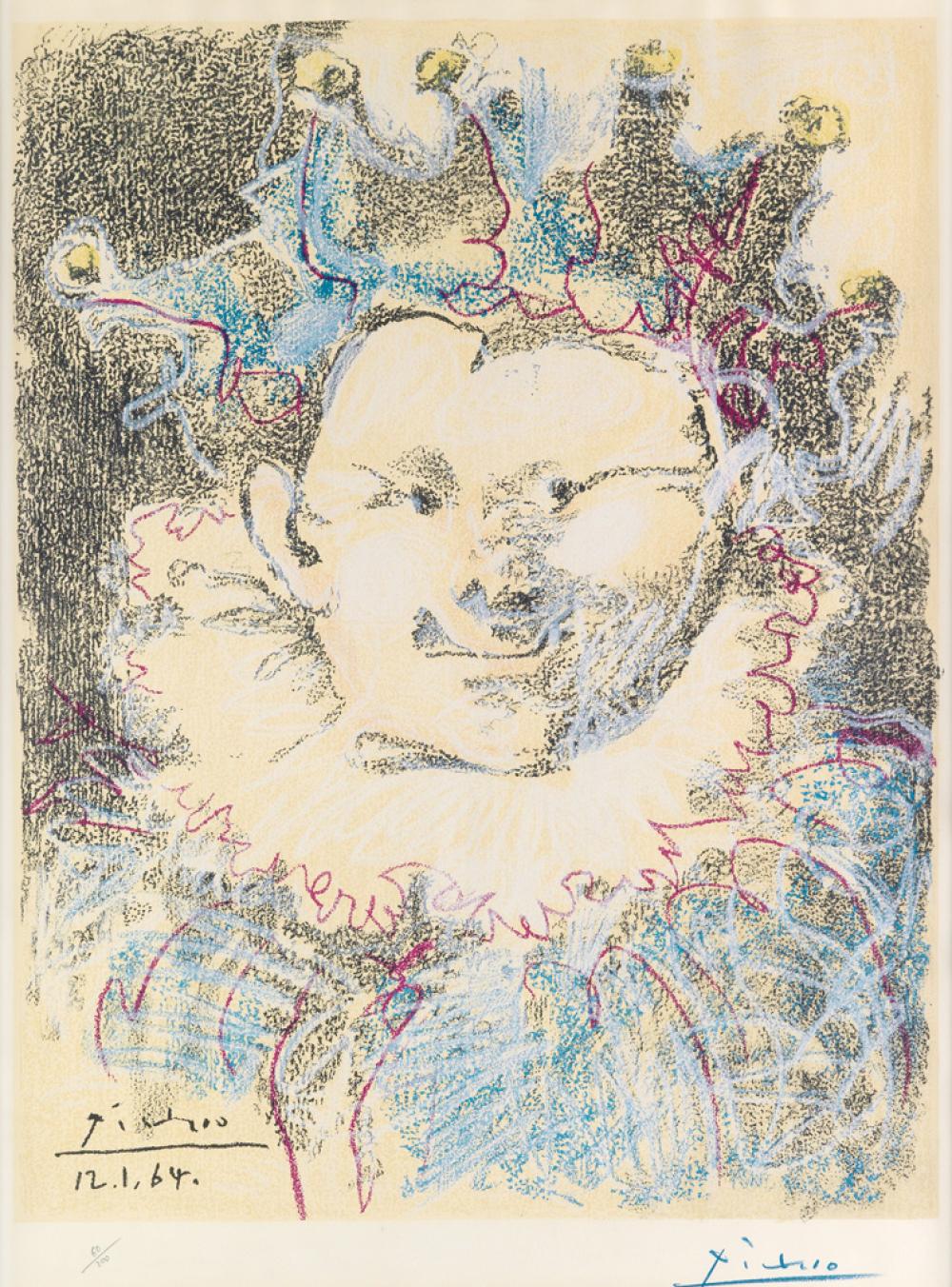 Pablo Picasso, Lithograph, Tête de Bouffon (after)