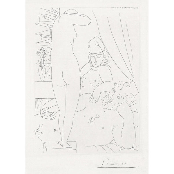 Pablo Picasso, Original Etching, "Le Repos du sculpteur et le modèle au masque" from La Suite Vollard