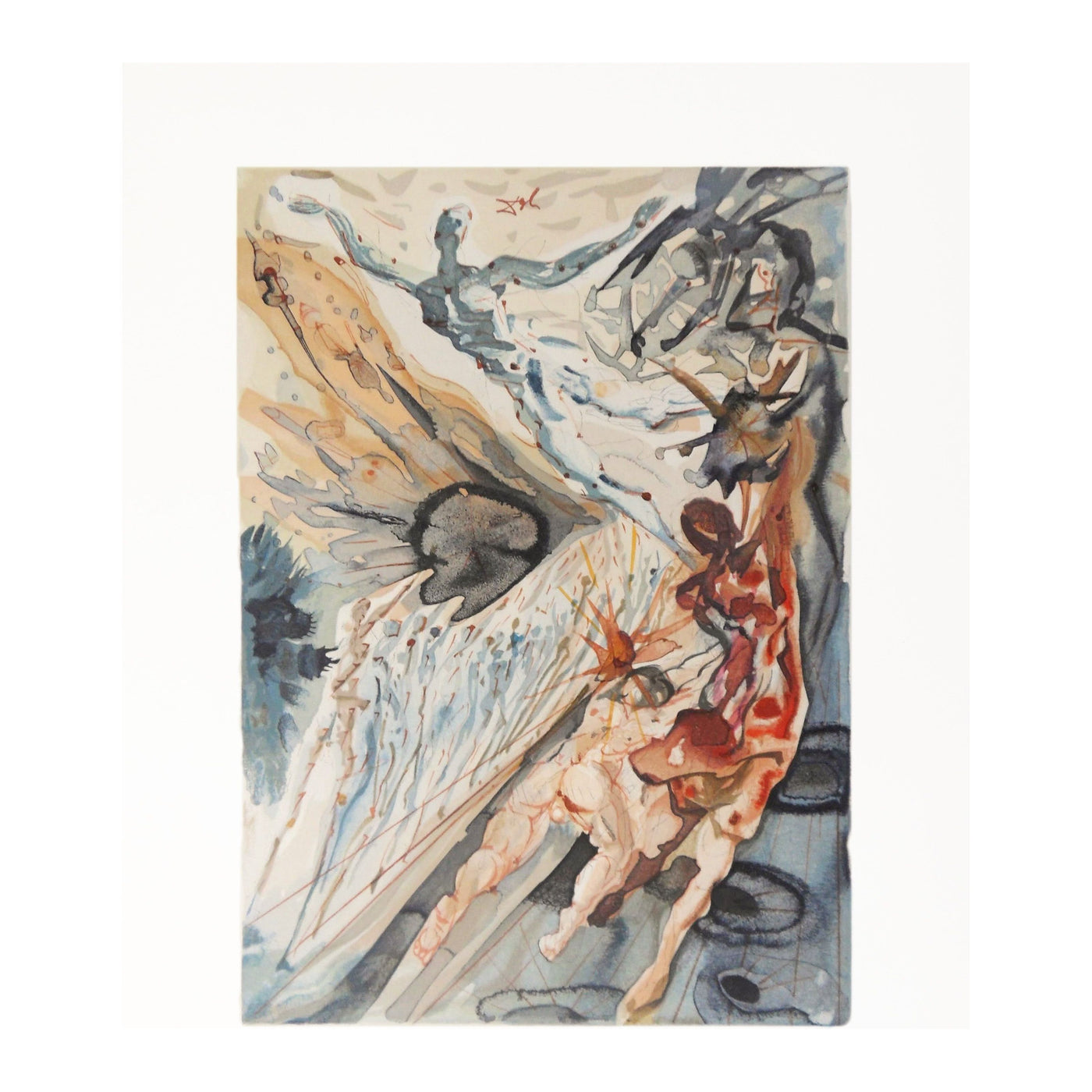 Salvador Dali, Original Wood Engraving, "Meeting of Two Groups of Lustful Ones"