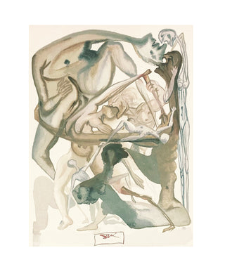 Salvador Dali, Original Wood Engraving, "On the Edge of the Seventh Circle"