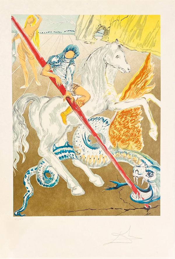 Salvador Dali, Original Lithograph, "The Lance of Chivalry" ("St. George and the Dragon")