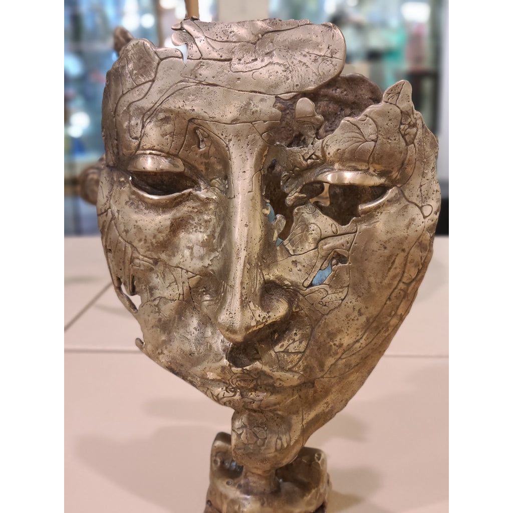 Richard Forbes, Bronze Sculpture, "Dream State II: Double Mask with Hummingbird"