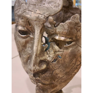Richard Forbes, Bronze Sculpture, "Double Mask with Hummingbird"