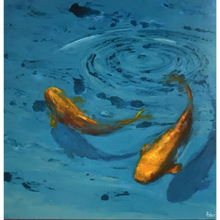 Judit Haber, Goldfish, Acrylic on wood panel