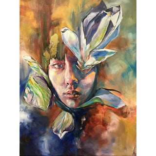 Jace Kim, Magnolia Girl, Oil on canvas