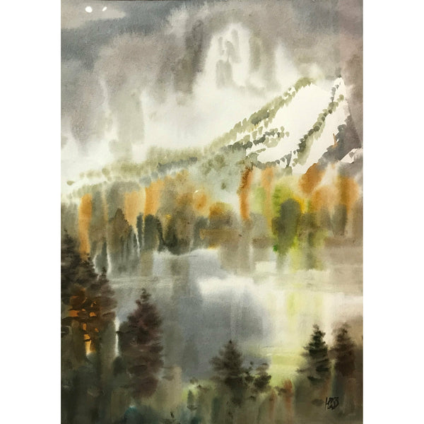 Yury Konyshev, Snowy Majesty, Watercolour on paper