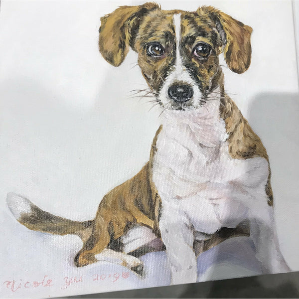 Nicole Yu, Dog portrait, Oil on canvas
