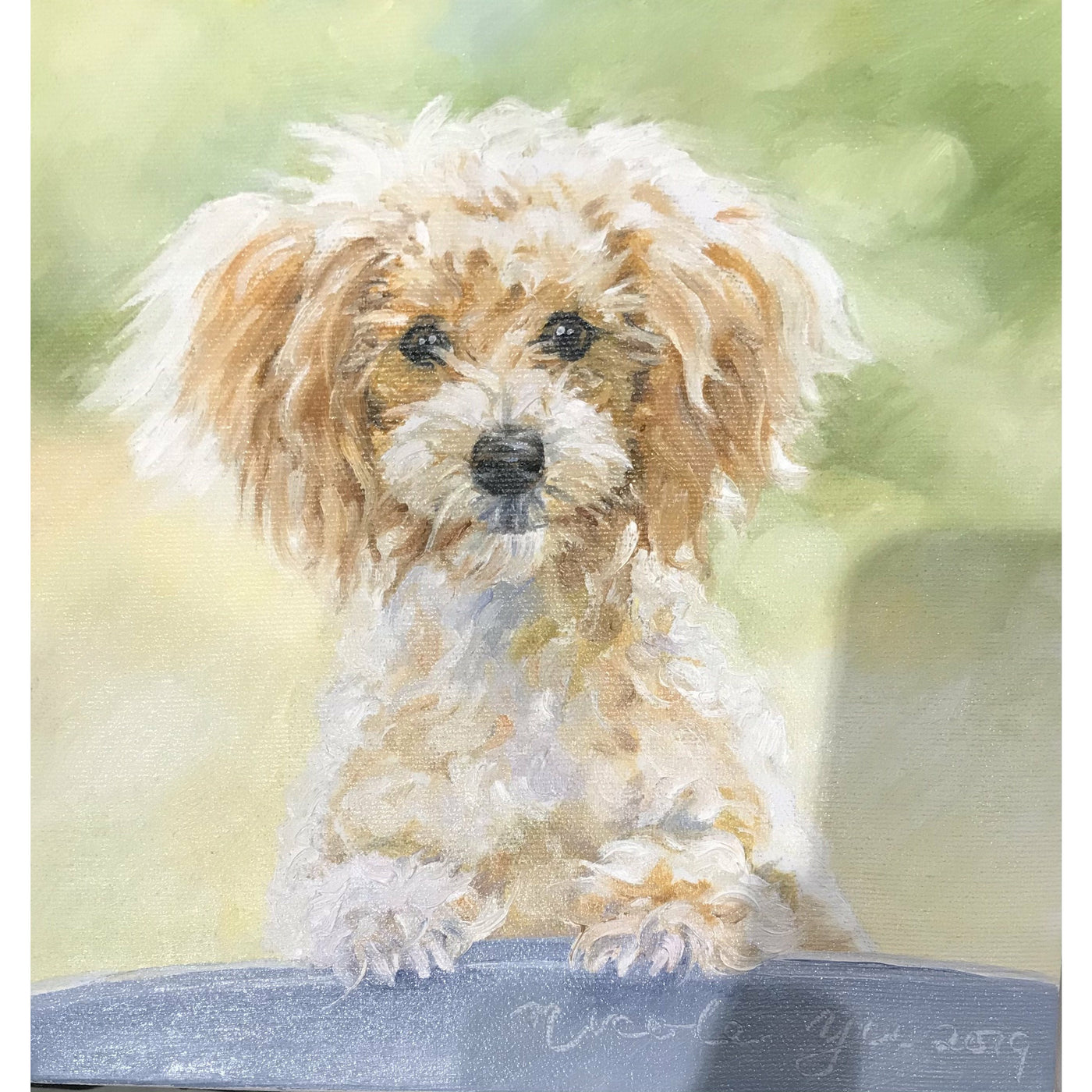 Nicole Yu, Dog portrait, Oil on canvas