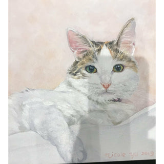 Nicole Yu, Cat portrait, Oil on canvas
