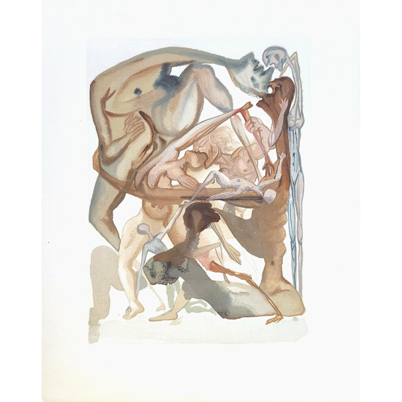 Salvador Dali, Original Wood Engraving, "On the Edge of the Seventh Circle"