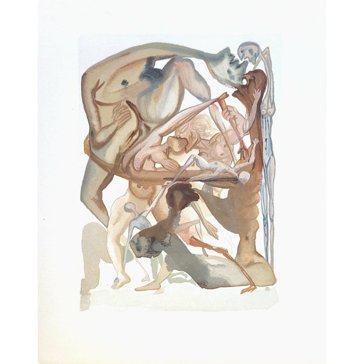Salvador Dali, Original Wood Engraving, "On the Edge of the Seventh Circle"