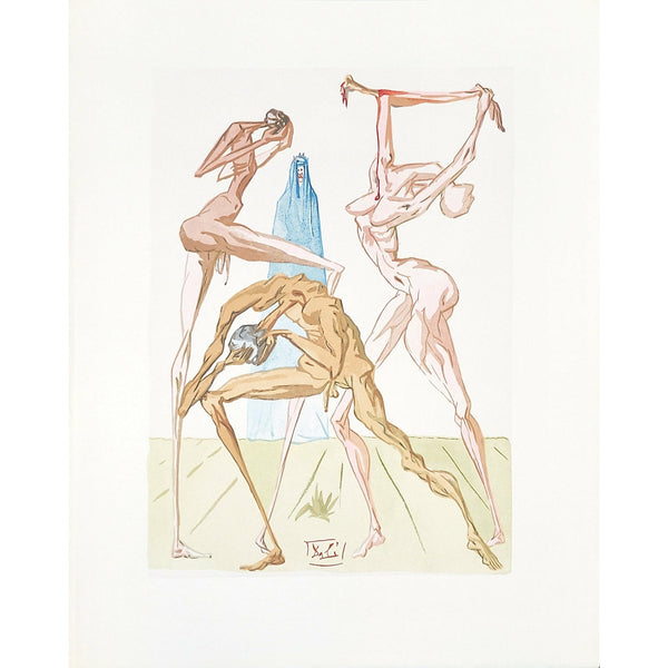 Salvador Dali, Original Wood Engraving, "The Inhabitants of Prato"