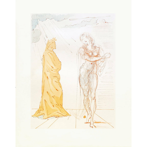 Salvador Dali, Original Wood Engraving, "Virgil Comforts Dante"